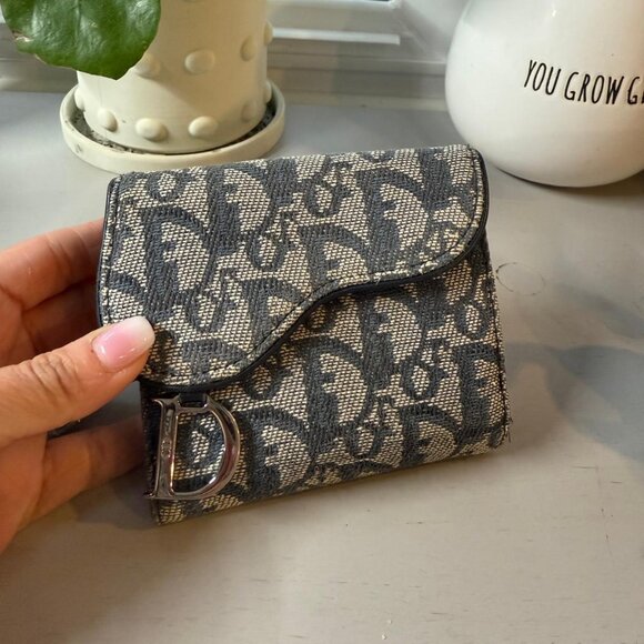 Dior Trotter Croosbody Blue Authentic Saddle Monogram Design D Sliver Hardware - Picture 1 of 9